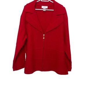 Lisa International Red 100% Boiled Wool Jacket 1X